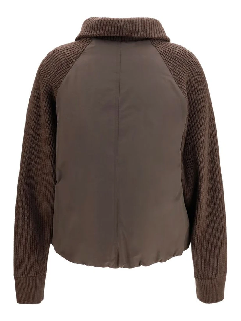 Brown Polyester Full-Length Jacket