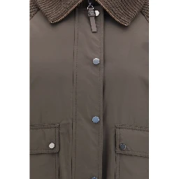 Brown Polyester Full-Length Jacket