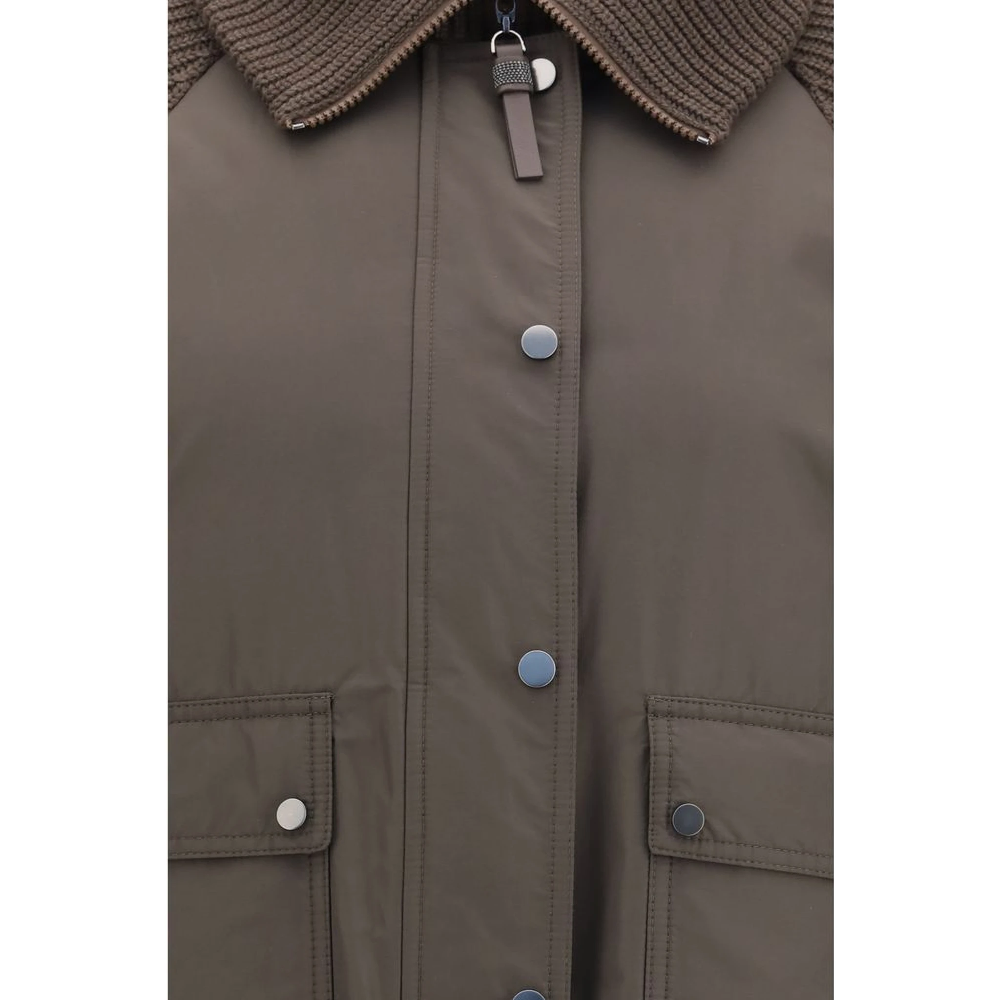 Brown Polyester Full-Length Jacket