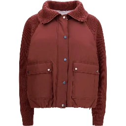 Bordeaux Polyester Full-Length Jacket