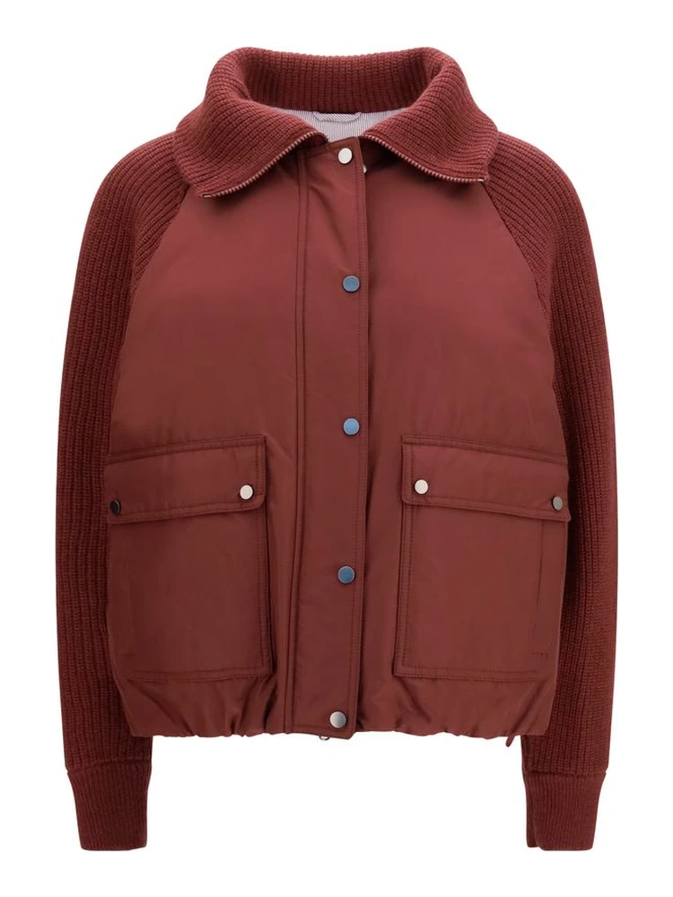 Bordeaux Polyester Full-Length Jacket
