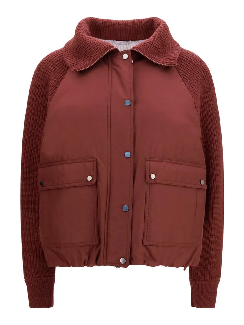 Bordeaux Polyester Full-Length Jacket