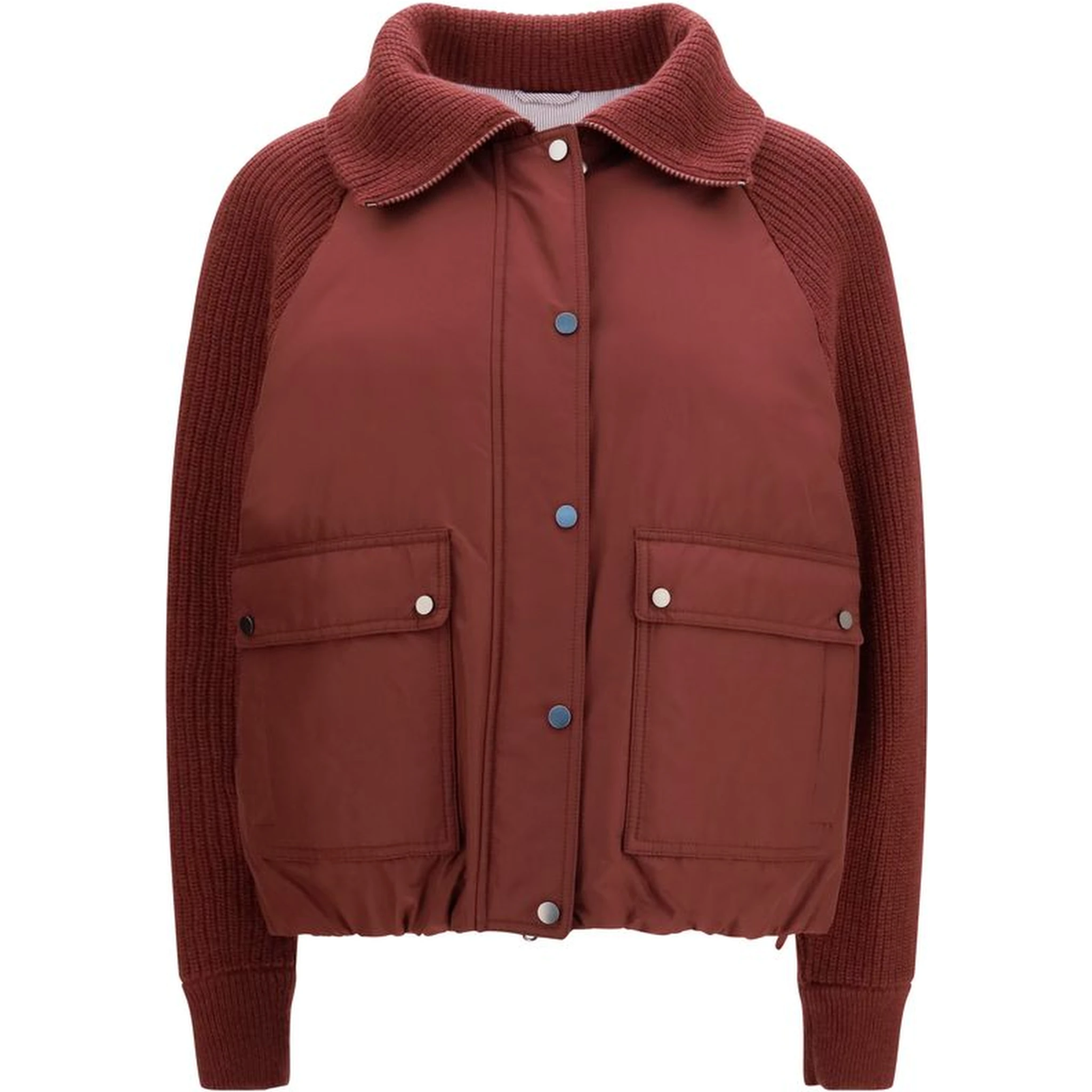 Bordeaux Polyester Full-Length Jacket