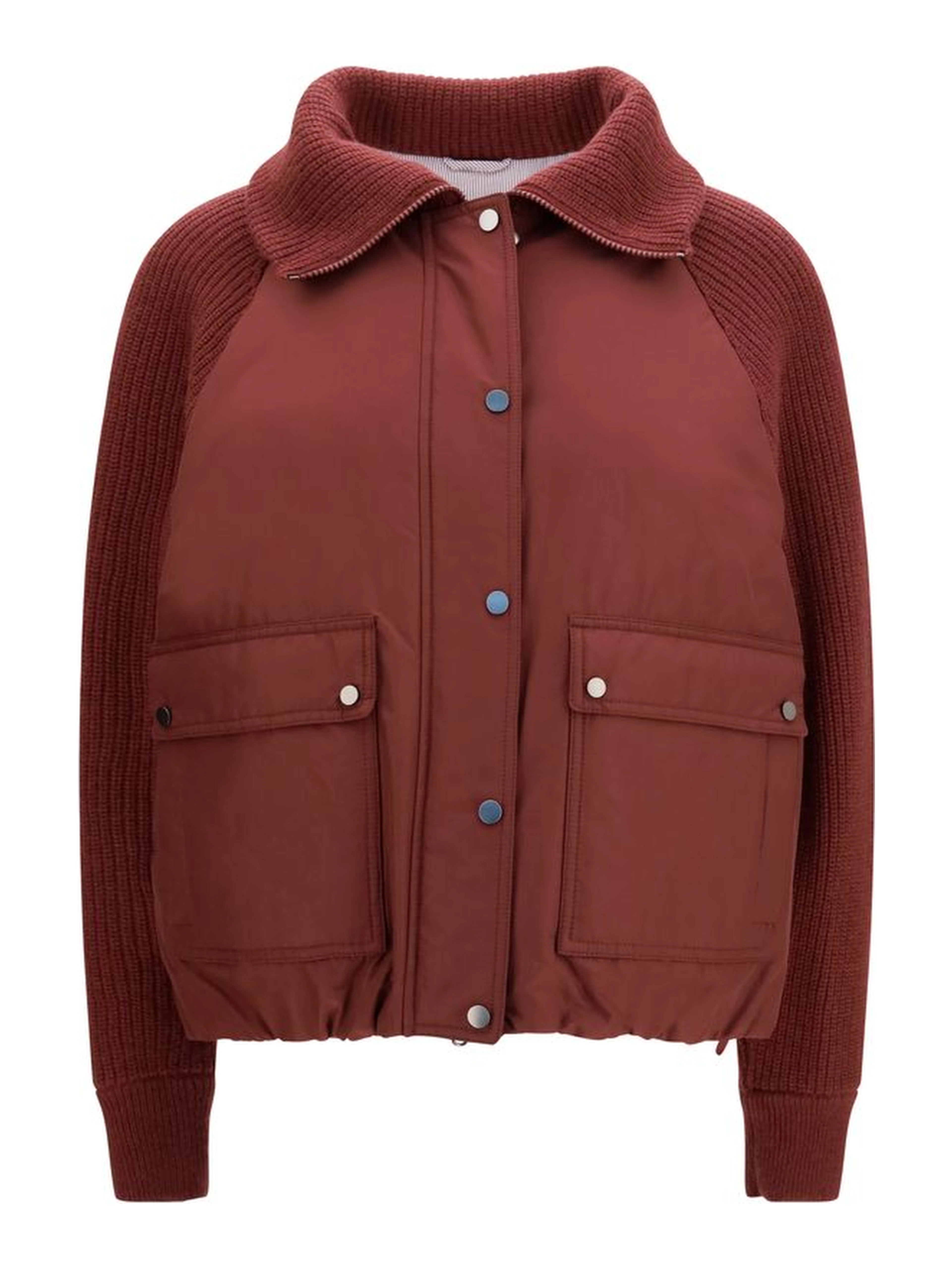 Bordeaux Polyester Full-Length Jacket