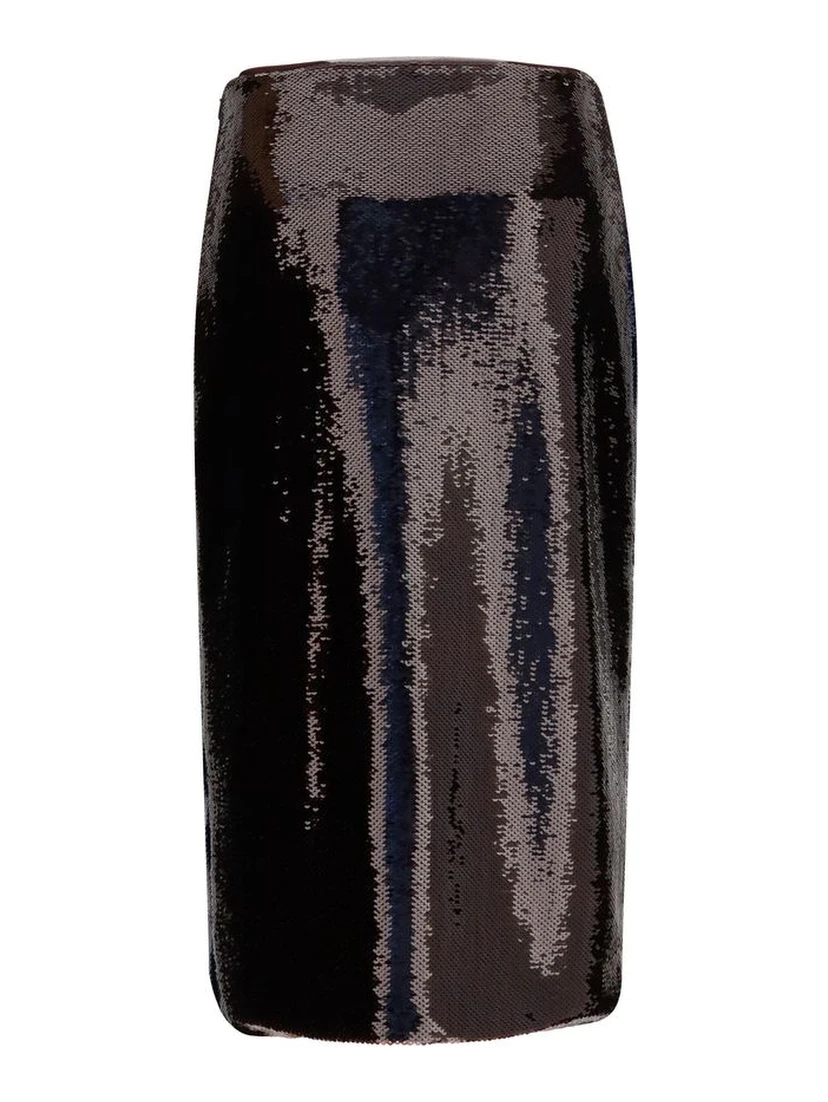 Blue Silk Midi Skirt