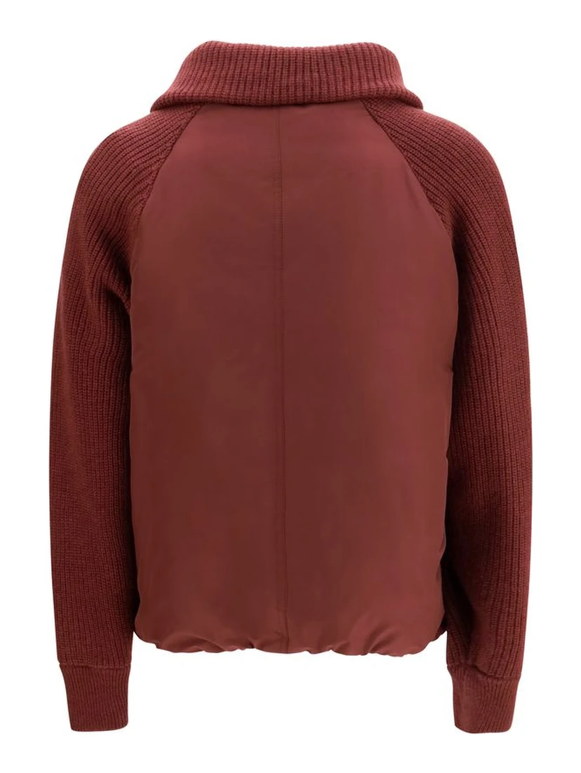 Bordeaux Polyester Full-Length Jacket