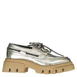 Gold Leather Platform Loafers