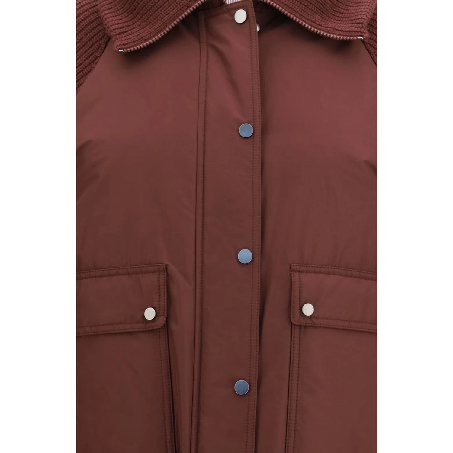 Bordeaux Polyester Full-Length Jacket