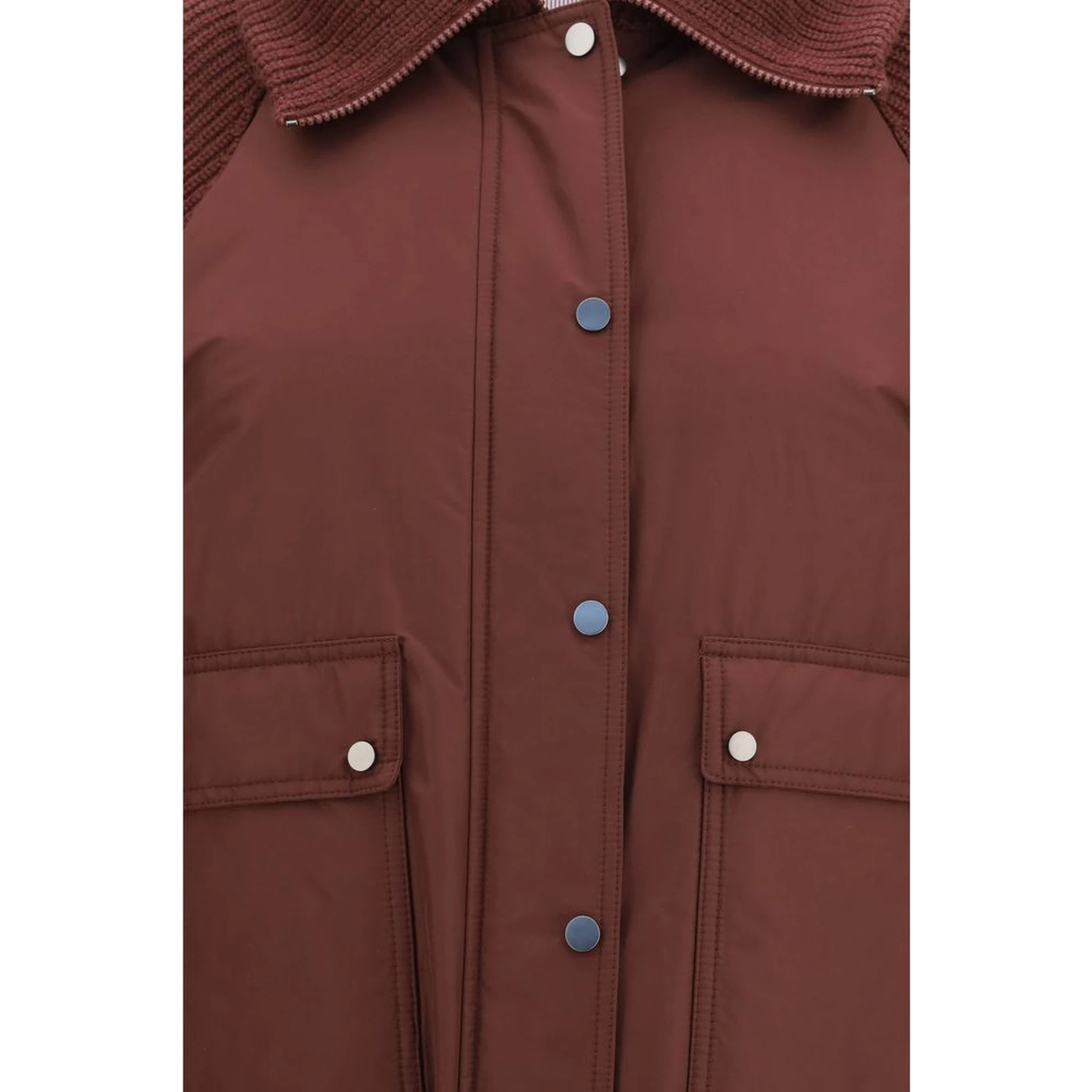 Bordeaux Polyester Full-Length Jacket