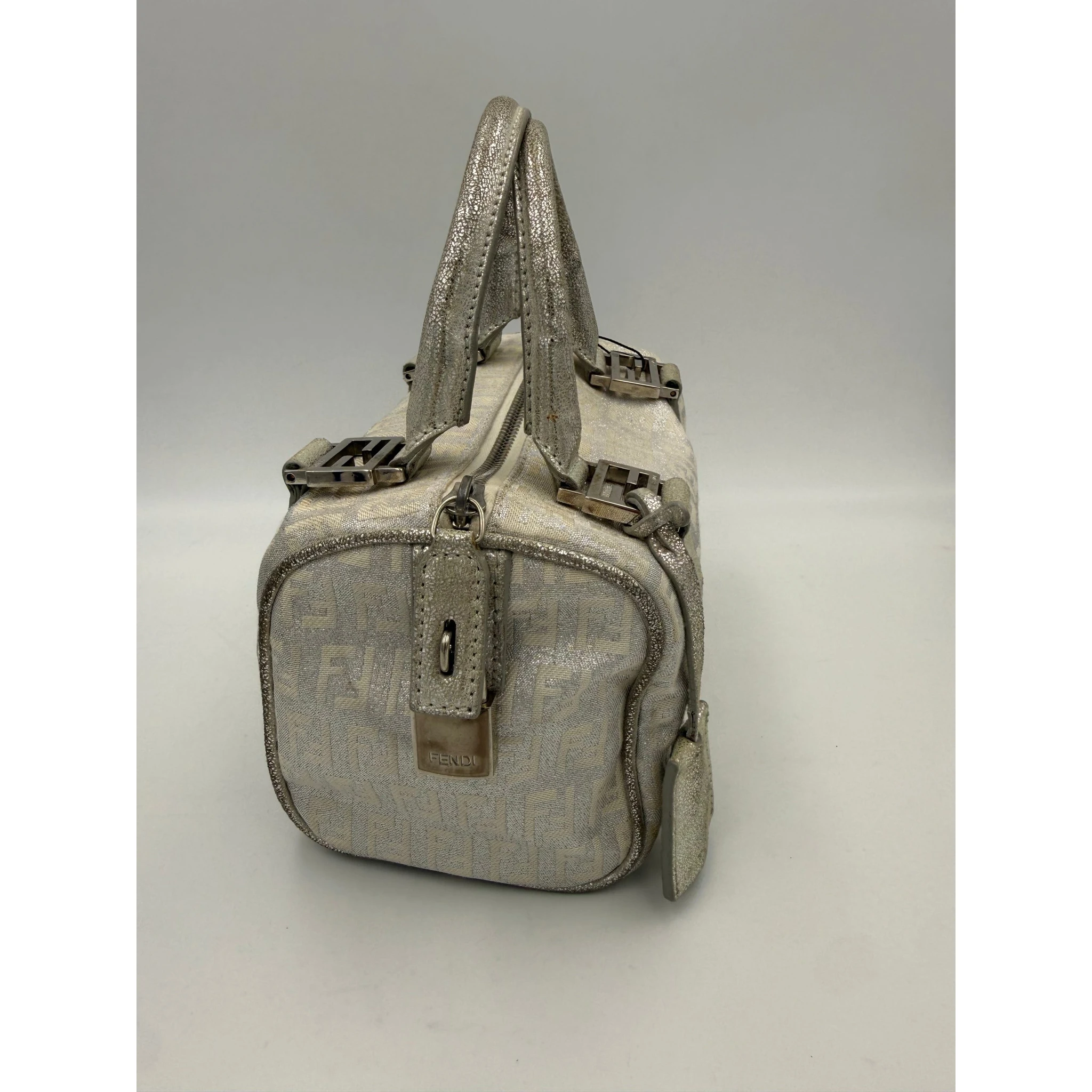FENDI Mini Bauletto FF Zucchino Laminated Handbag