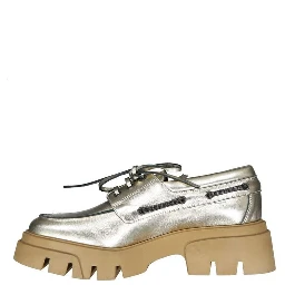 Gold Leather Platform Loafers