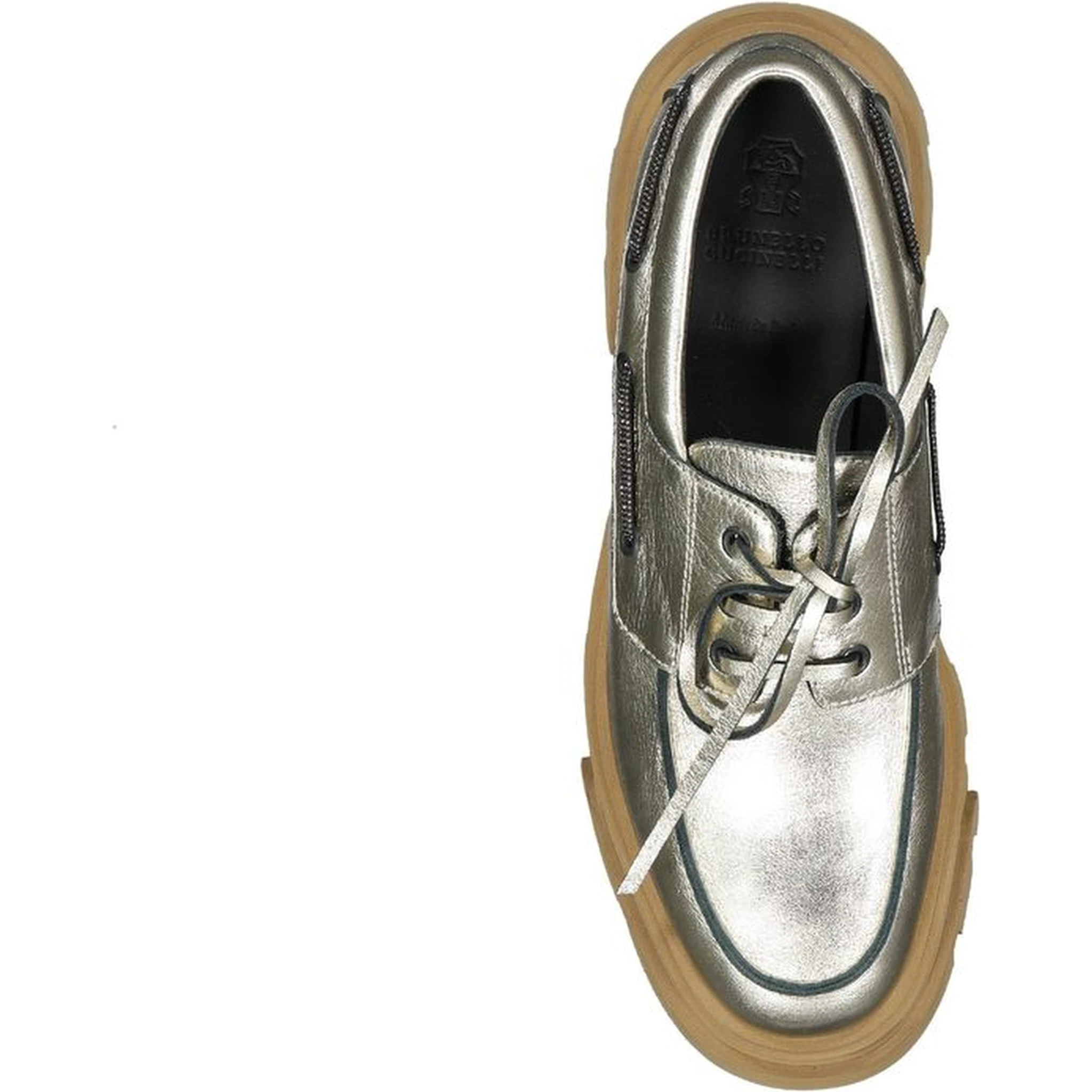 Gold Leather Platform Loafers