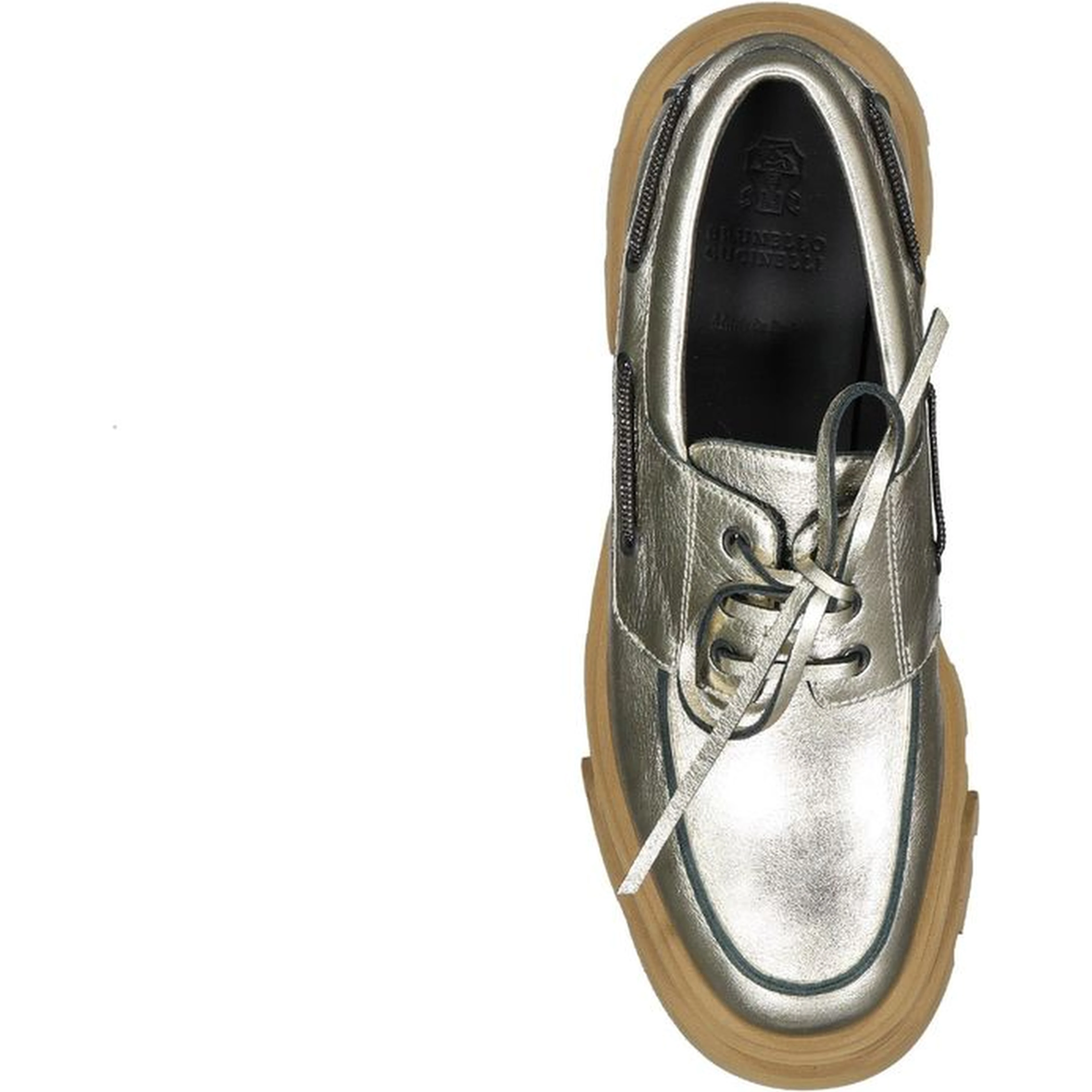 Gold Leather Platform Loafers