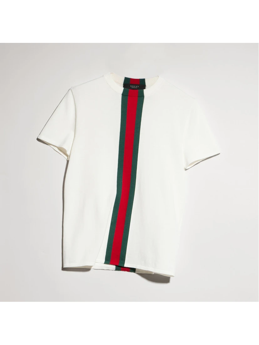 Knit cotton t-shirt with Web detail