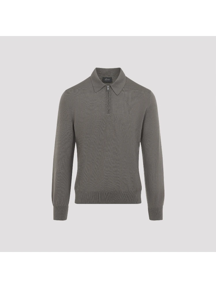 Brioni Long Sleeves Zip Polo
