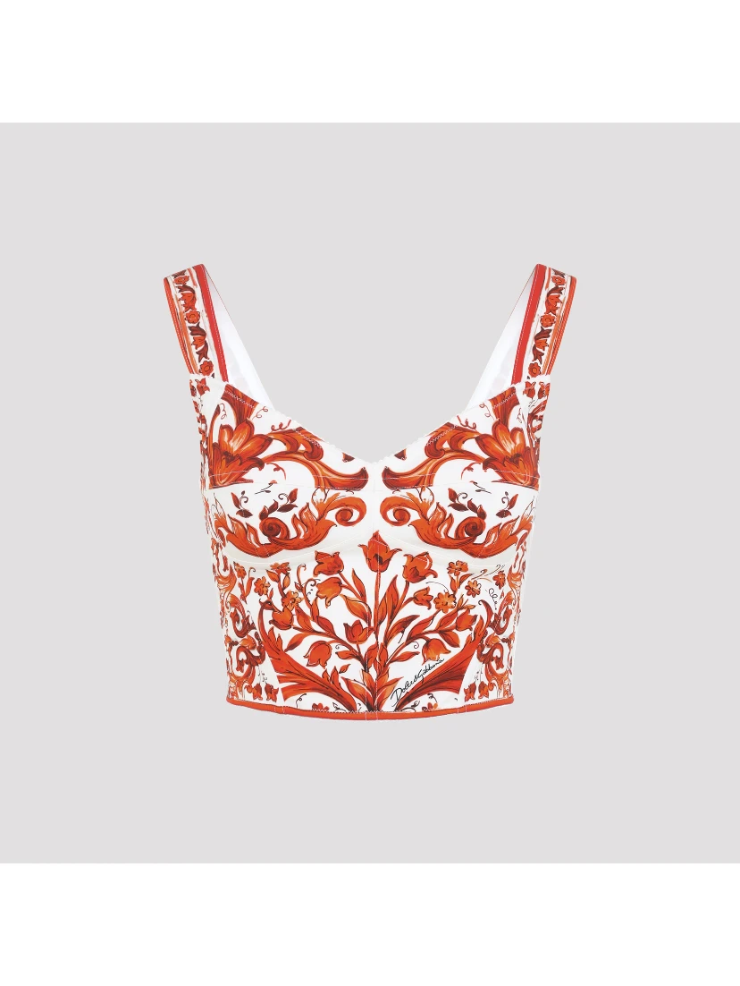 Dolce & Gabbana Charmeuse Maiolica Top