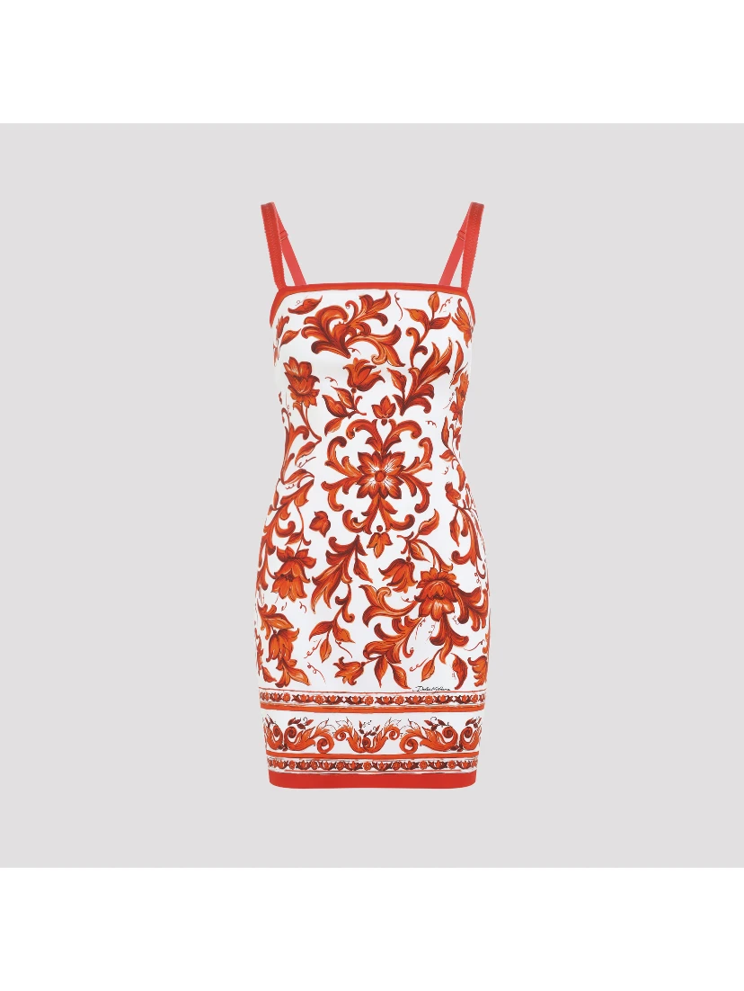 Dolce & Gabbana Charmeuse Maiolica Mini Dress