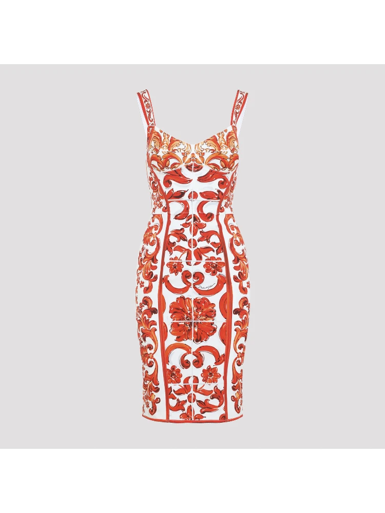 Dolce & Gabbana Charmeuse Maiolica Midi Dress