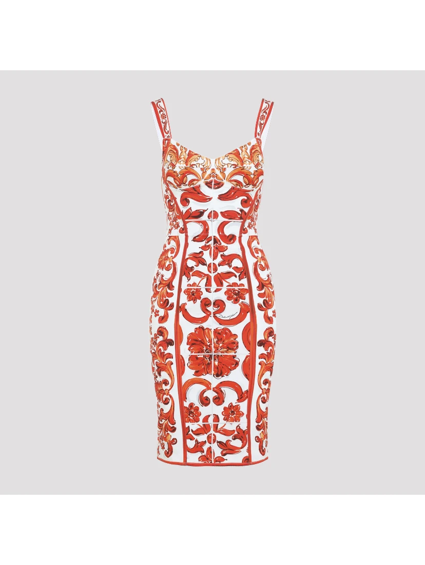 Dolce & Gabbana Charmeuse Maiolica Midi Dress