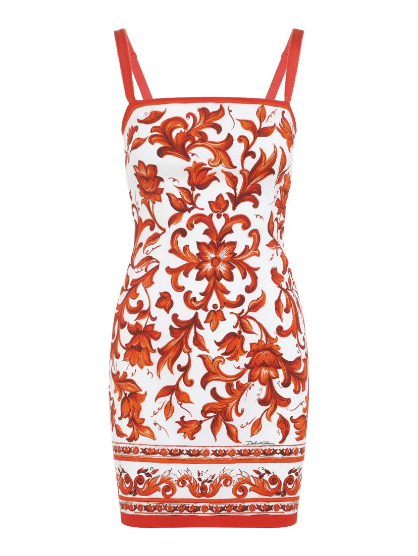 Dolce & Gabbana Charmeuse Maiolica Mini Dress