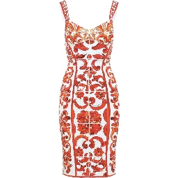 Dolce & Gabbana Charmeuse Maiolica Midi Dress