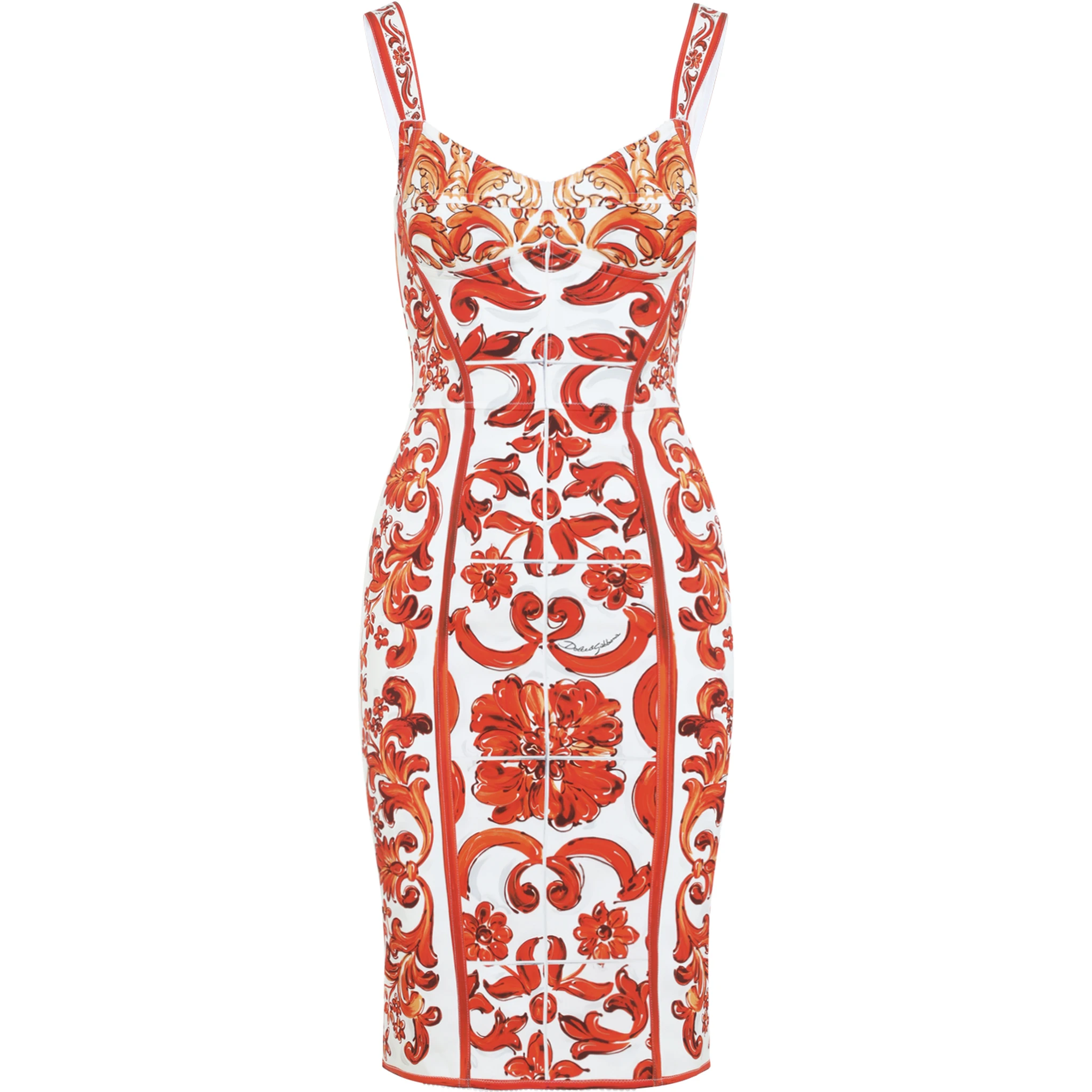 Dolce & Gabbana Charmeuse Maiolica Midi Dress