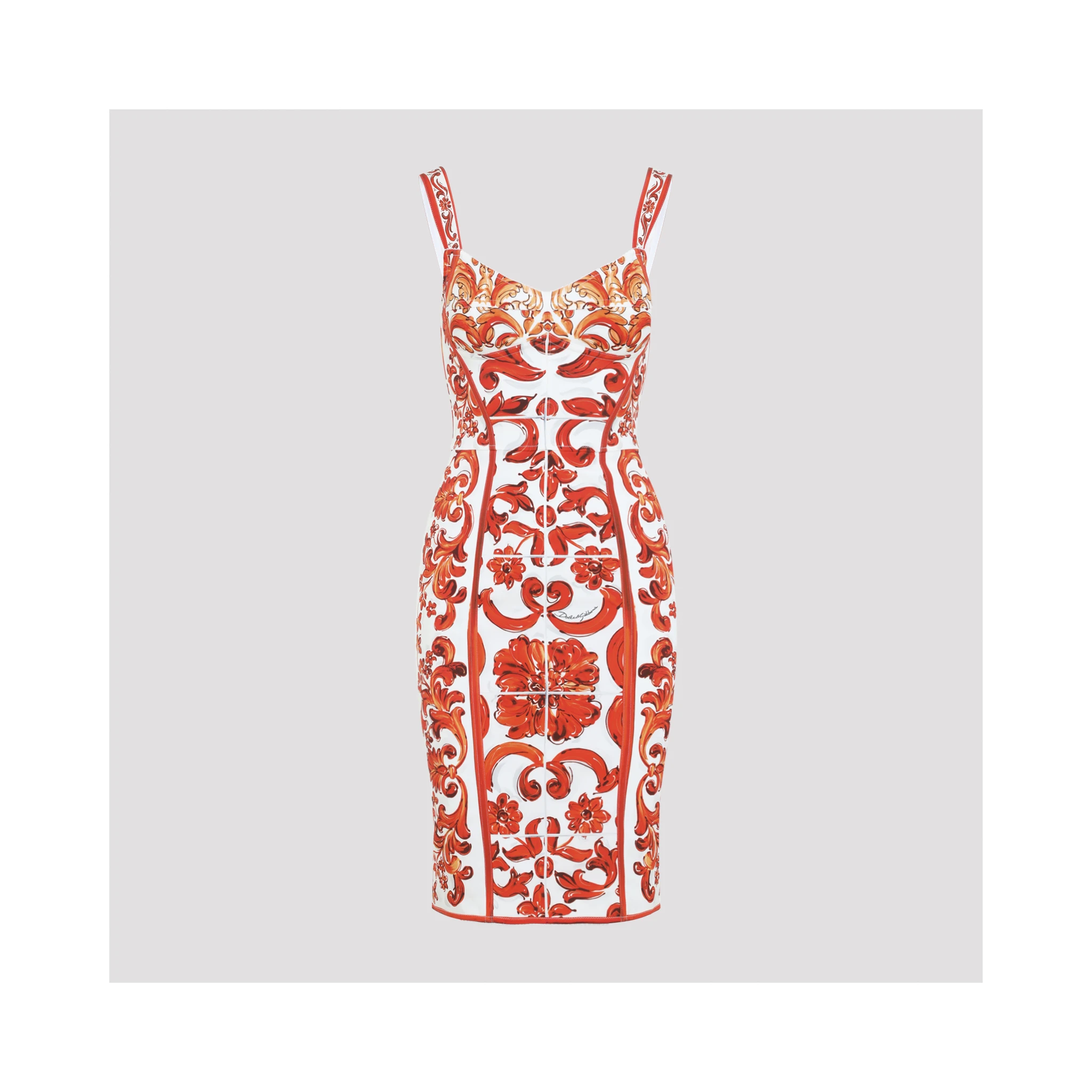 Dolce & Gabbana Charmeuse Maiolica Midi Dress
