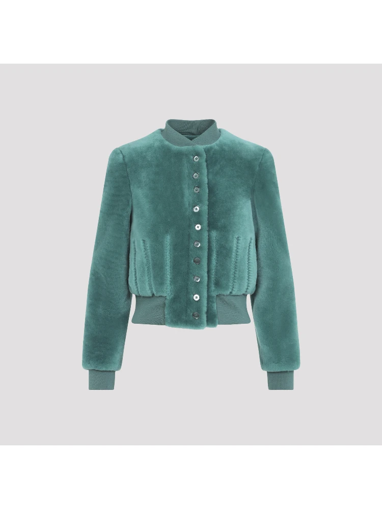 Alexander McQueen Cropped Shearling Bomber Jacket
