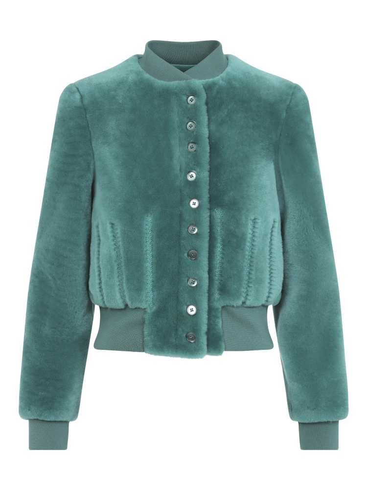 Alexander McQueen Cropped Shearling Bomber Jacket alternative