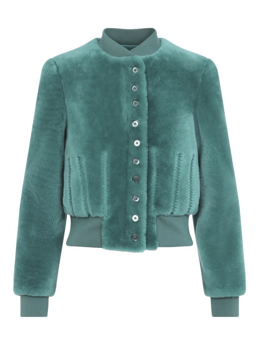 Alexander McQueen Cropped Shearling Bomber Jacket