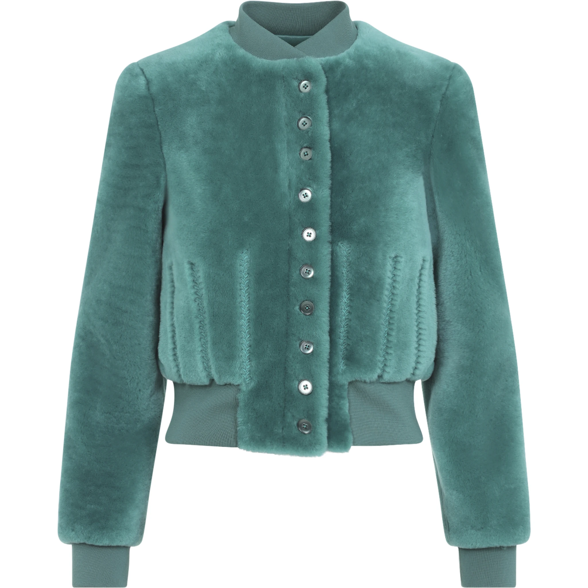 Alexander McQueen Cropped Shearling Bomber Jacket