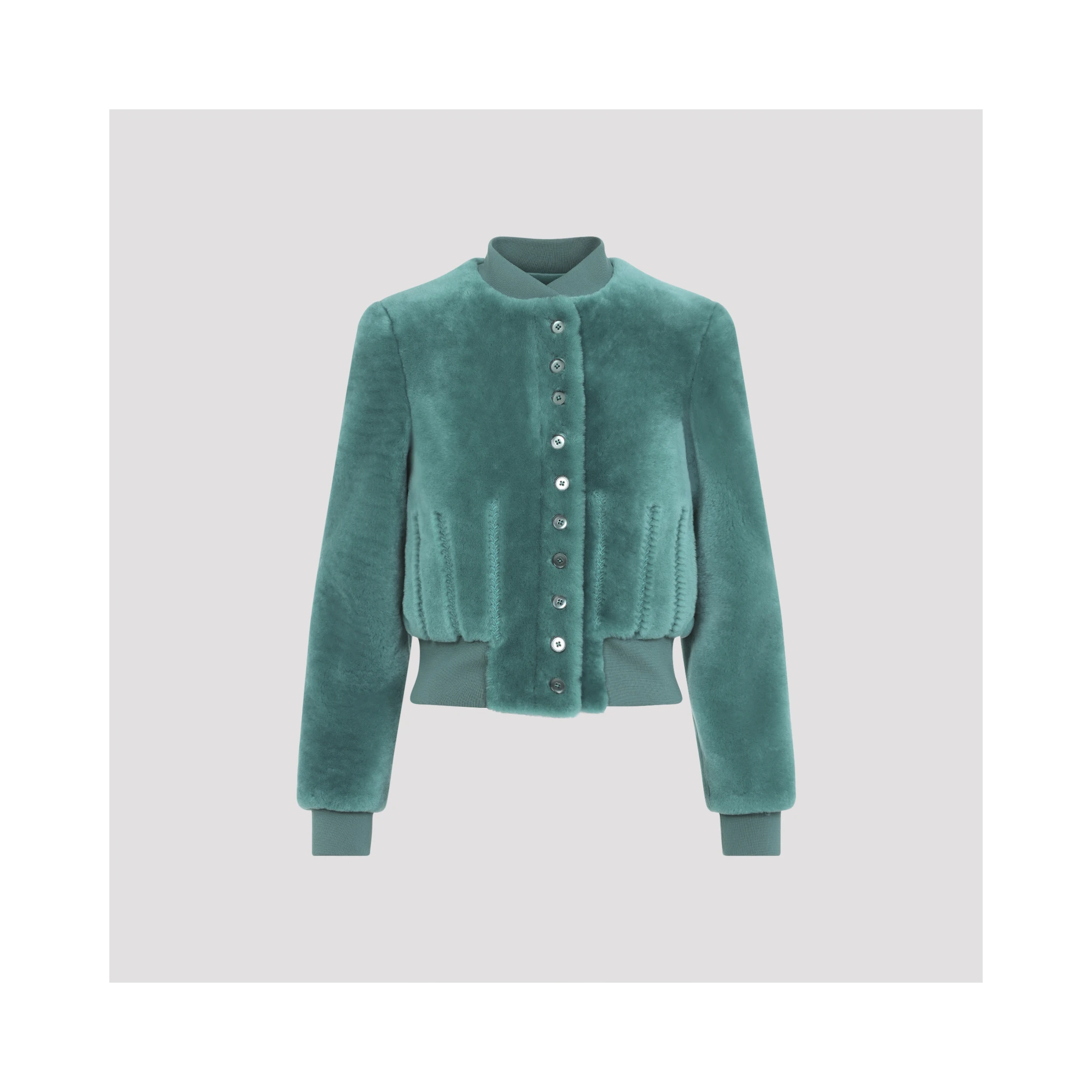 Alexander McQueen Cropped Shearling Bomber Jacket