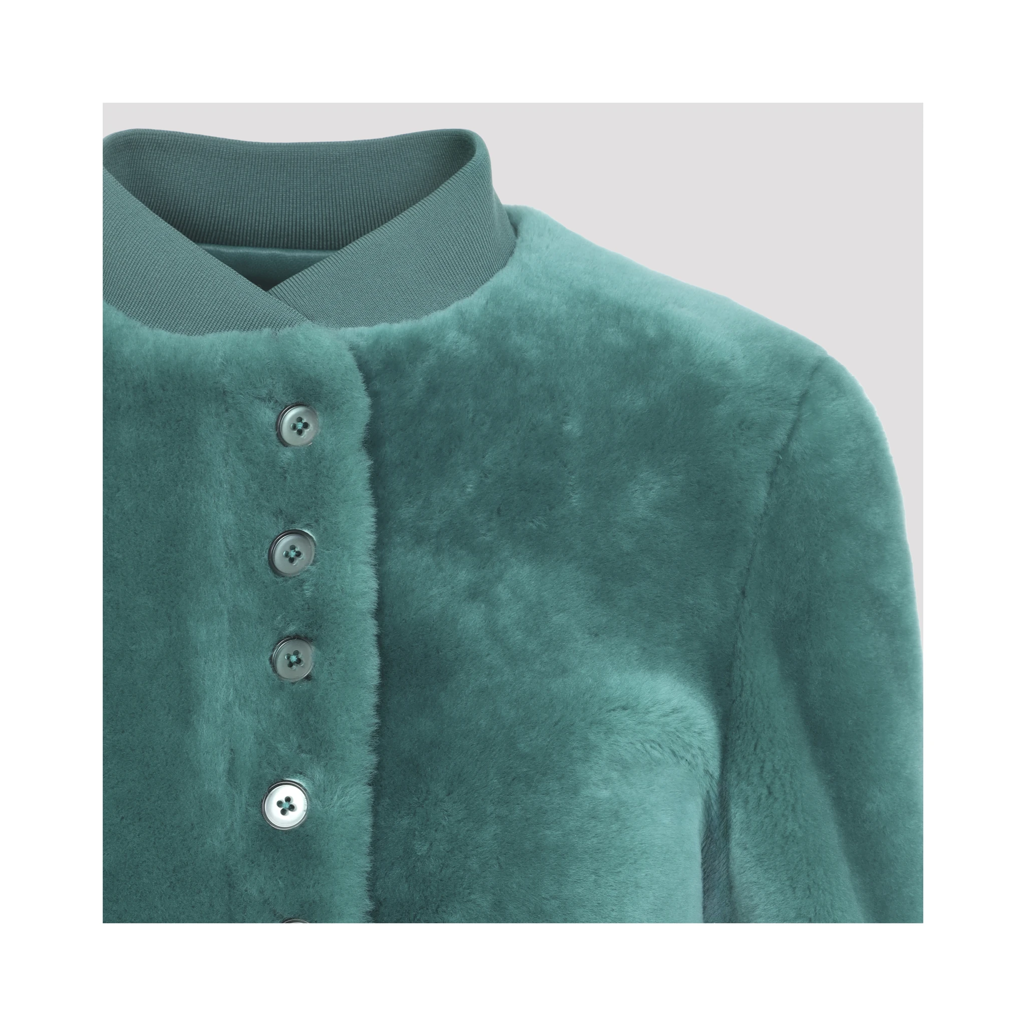 Alexander McQueen Cropped Shearling Bomber Jacket