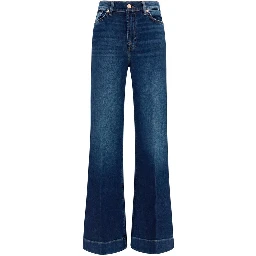 Blue Cotton Flared Jeans