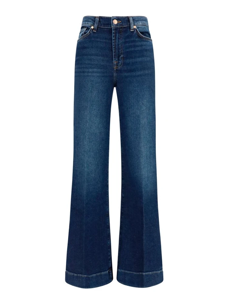 Blue Cotton Flared Jeans