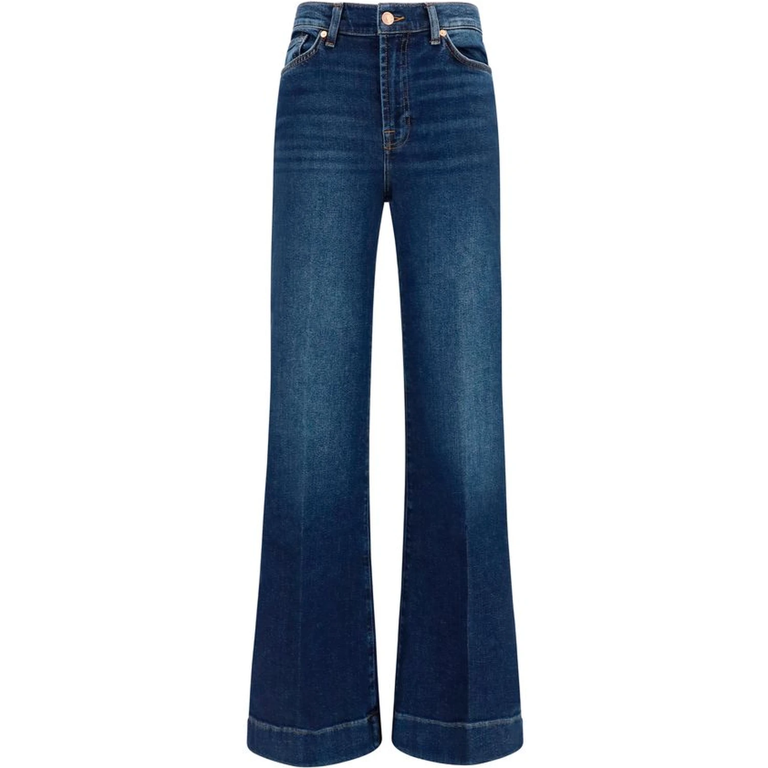 Blue Cotton Flared Jeans
