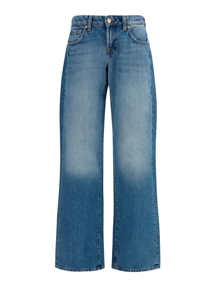 Blue Cotton Straight-Leg Jeans