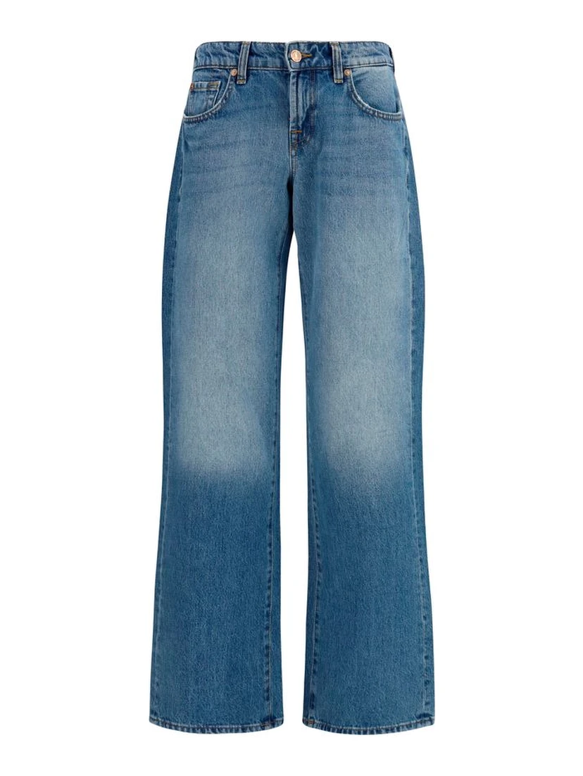 Blue Cotton Straight-Leg Jeans