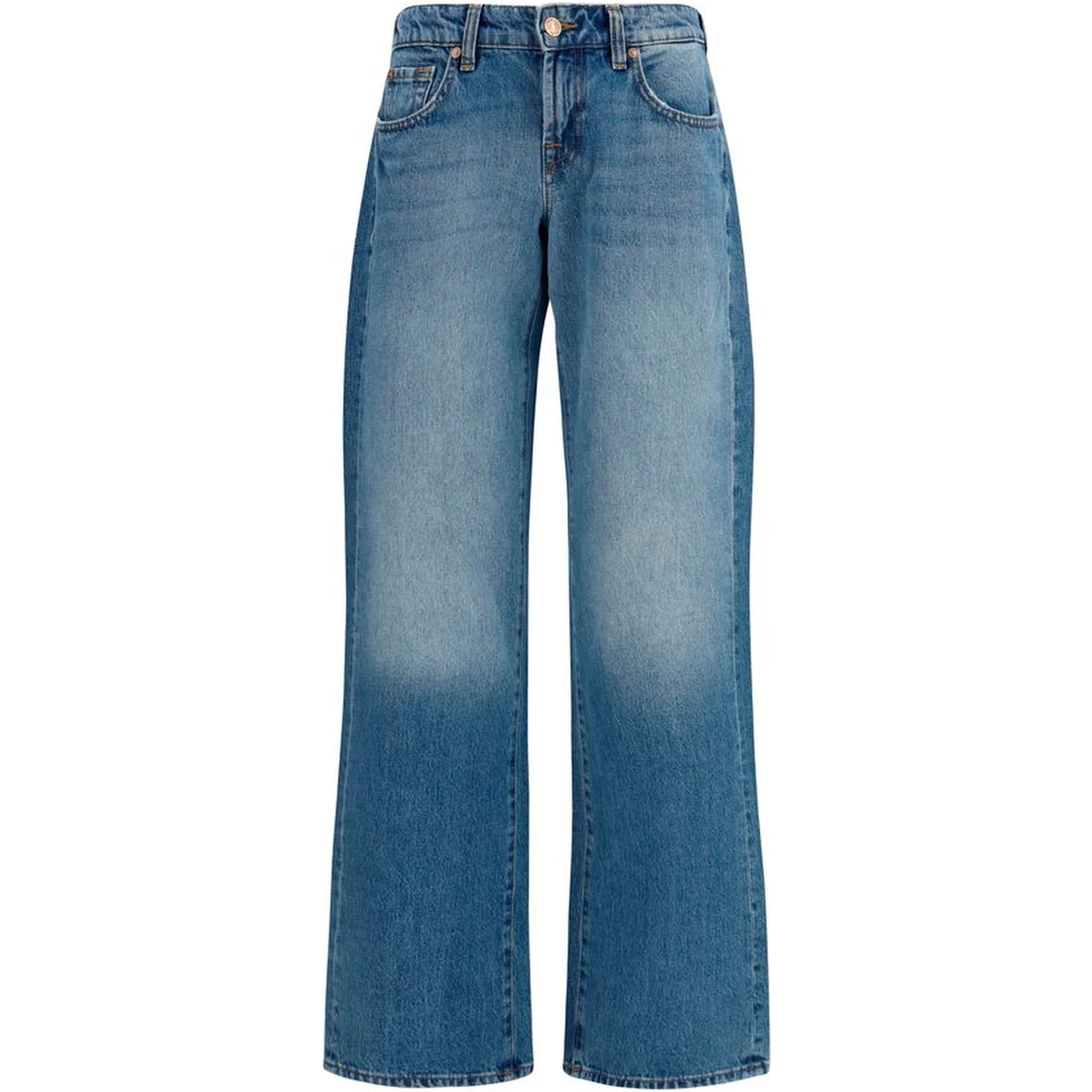 Blue Cotton Straight-Leg Jeans