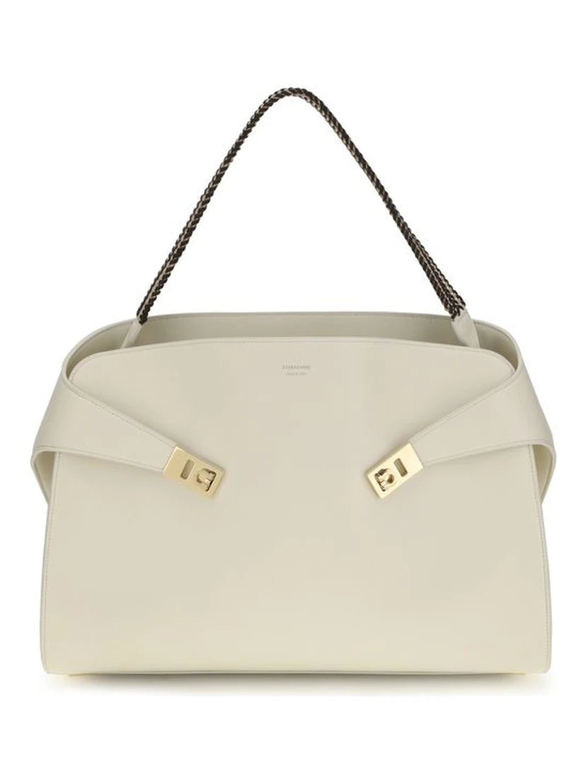 Beige Calf Leather Bos Taurus Shoulder Bag