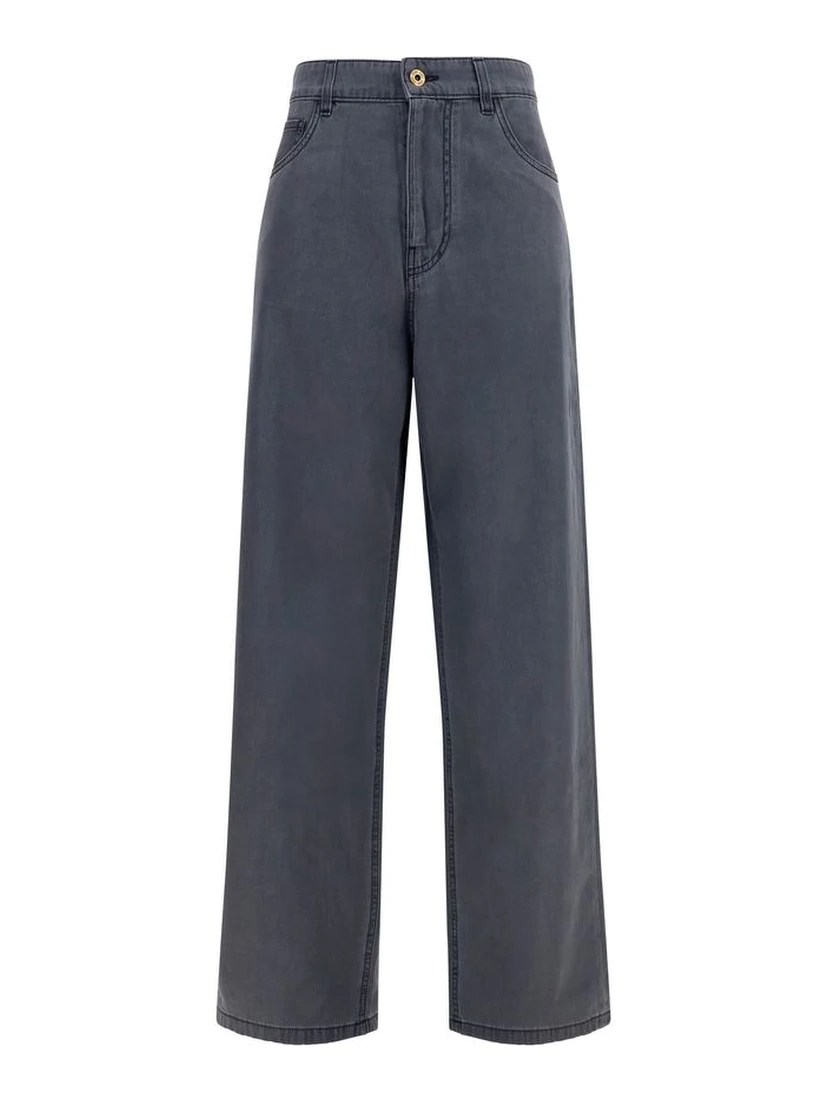 Black Cotton Straight-Leg Jeans