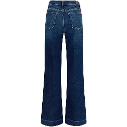 Blue Cotton Flared Jeans