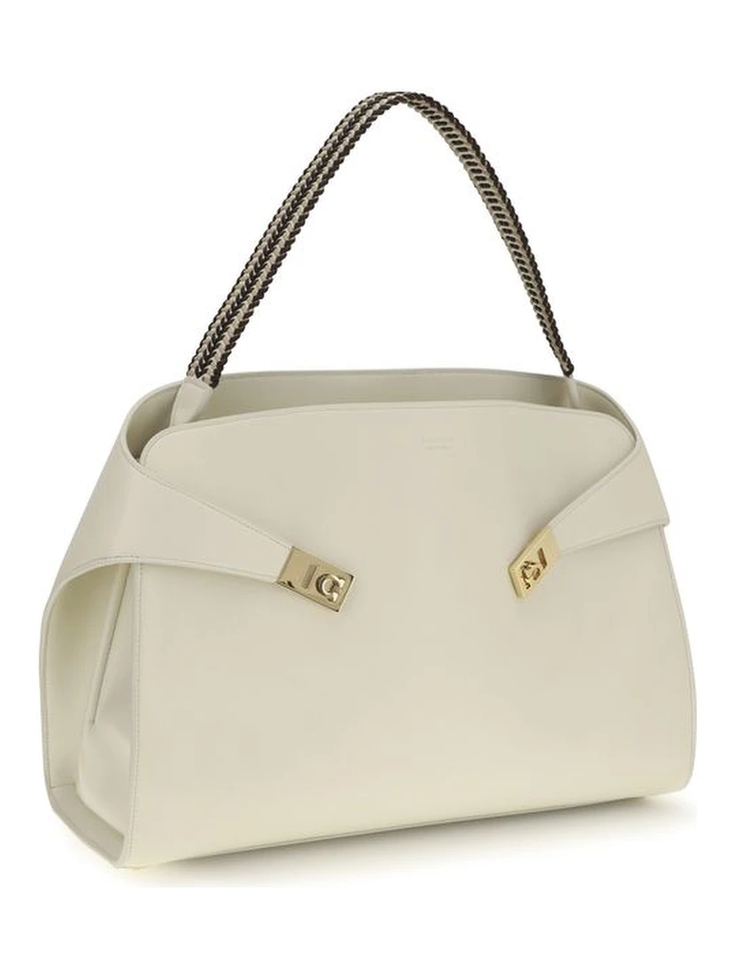 Beige Calf Leather Bos Taurus Shoulder Bag