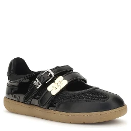 Black Polyester Ballet Flats