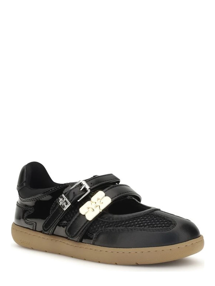 Black Polyester Ballet Flats
