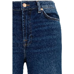 Blue Cotton Flared Jeans