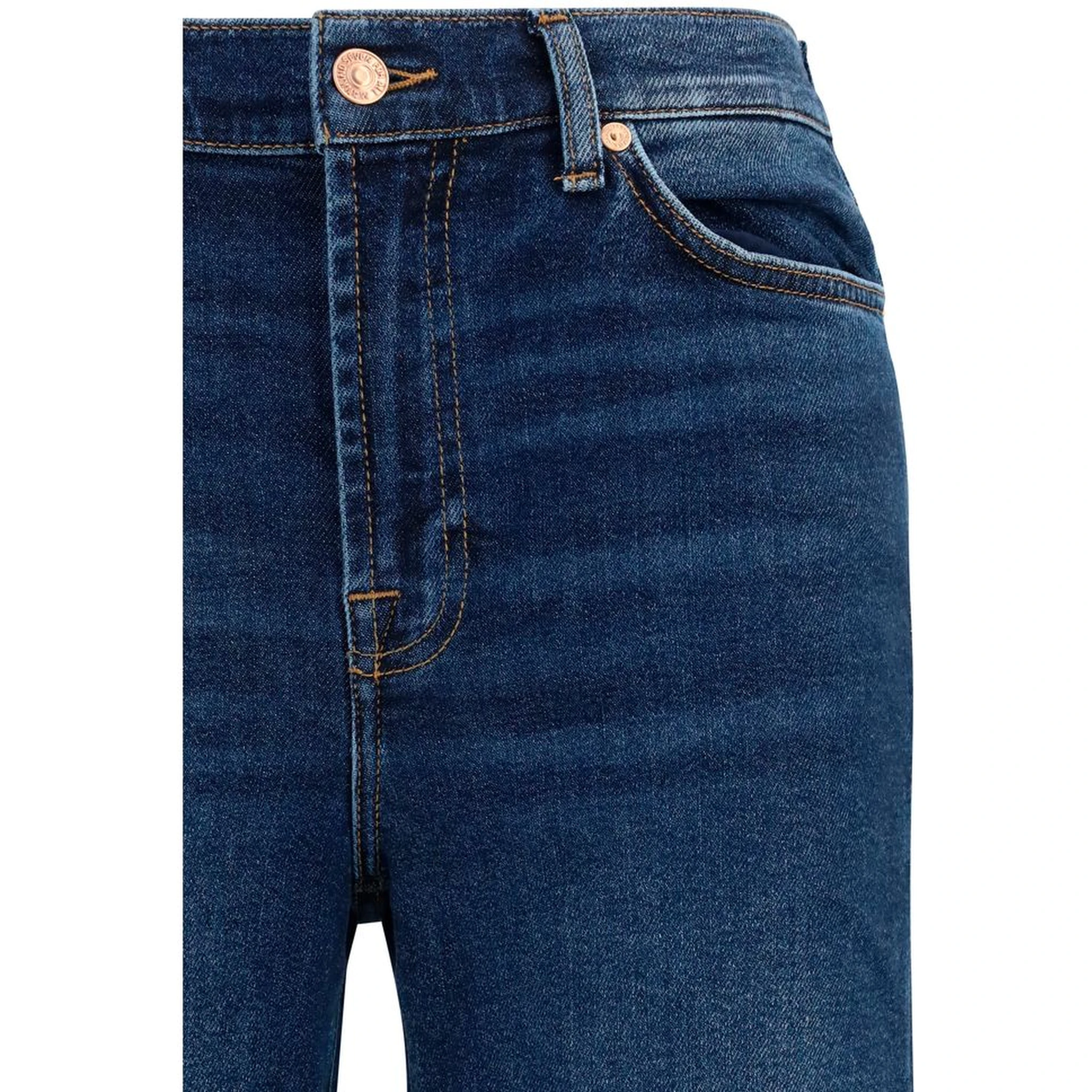 Blue Cotton Flared Jeans