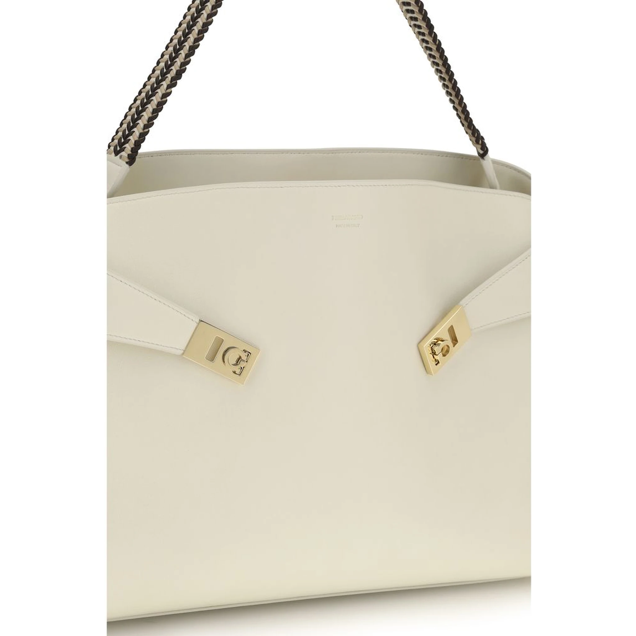 Beige Calf Leather Bos Taurus Shoulder Bag