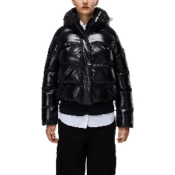 Black Recycled Polyester Full-Length Jacket