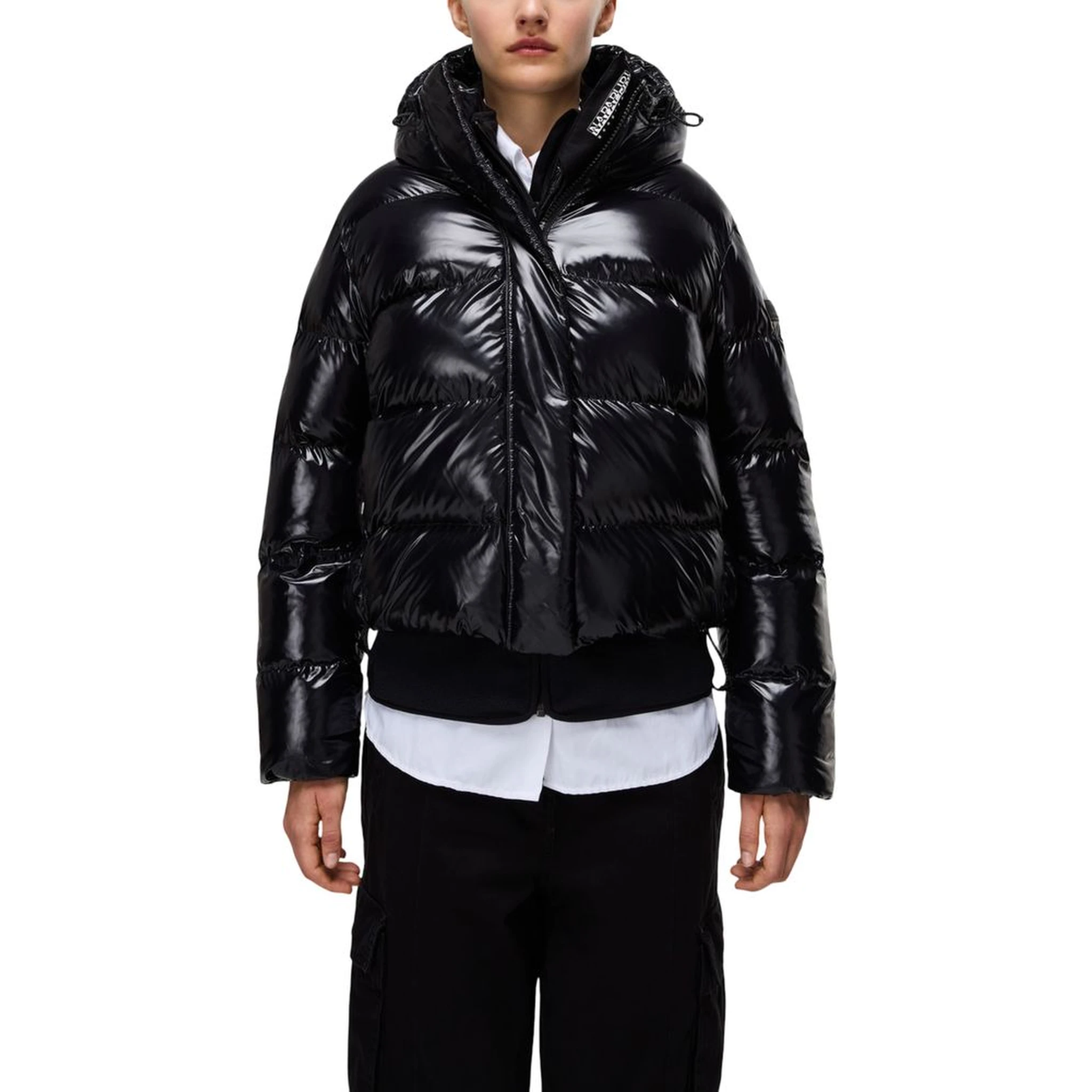 Black Recycled Polyester Full-Length Jacket